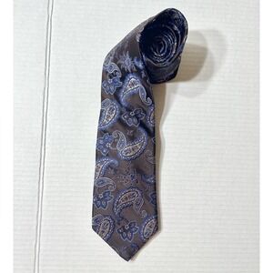 Vintage Dion Signature Necktie Men's OS Brown Blue‎ Paisley 80s Academia Office